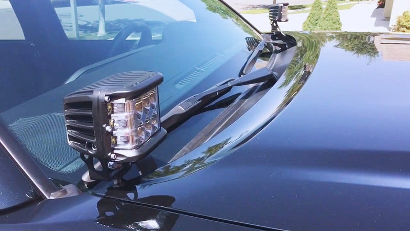 GREATUS LED Light Pod Metal Hood Mount Bracket Kit/Ditch Hood Light Brackets Compatible with 2005-2015 2nd Gen Toyota Tacoma - Black - Image 4